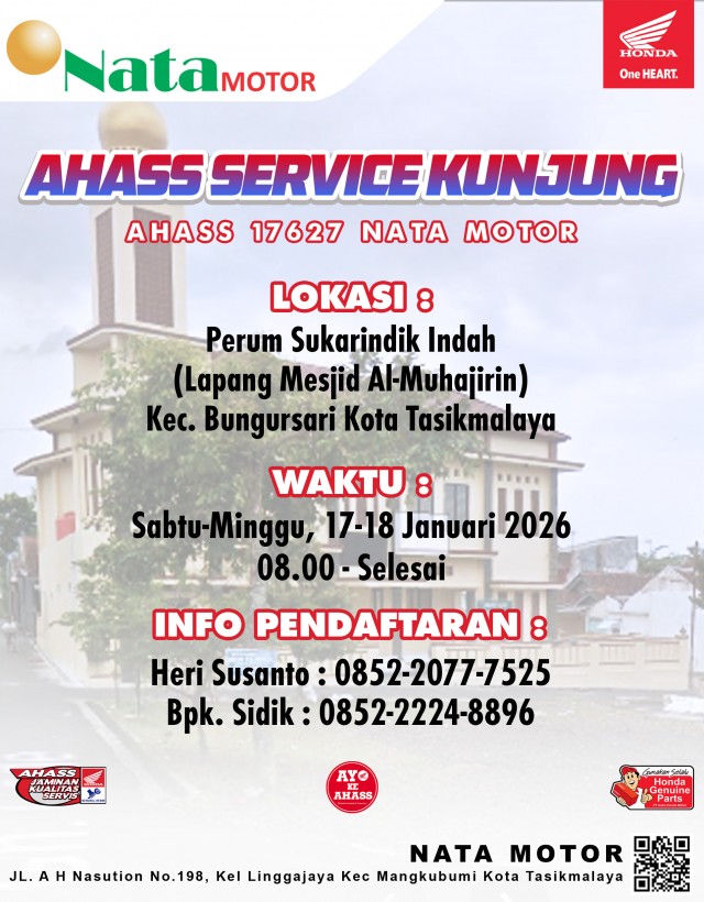Service Kunjung AHASS 17627 Nata Motor - Perum Sukarindik Kota Tasikmalaya